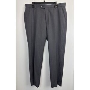 Profilo Dress Pants Men's‎ 38X31 100% Wool Flat Front Grey Straight Leg